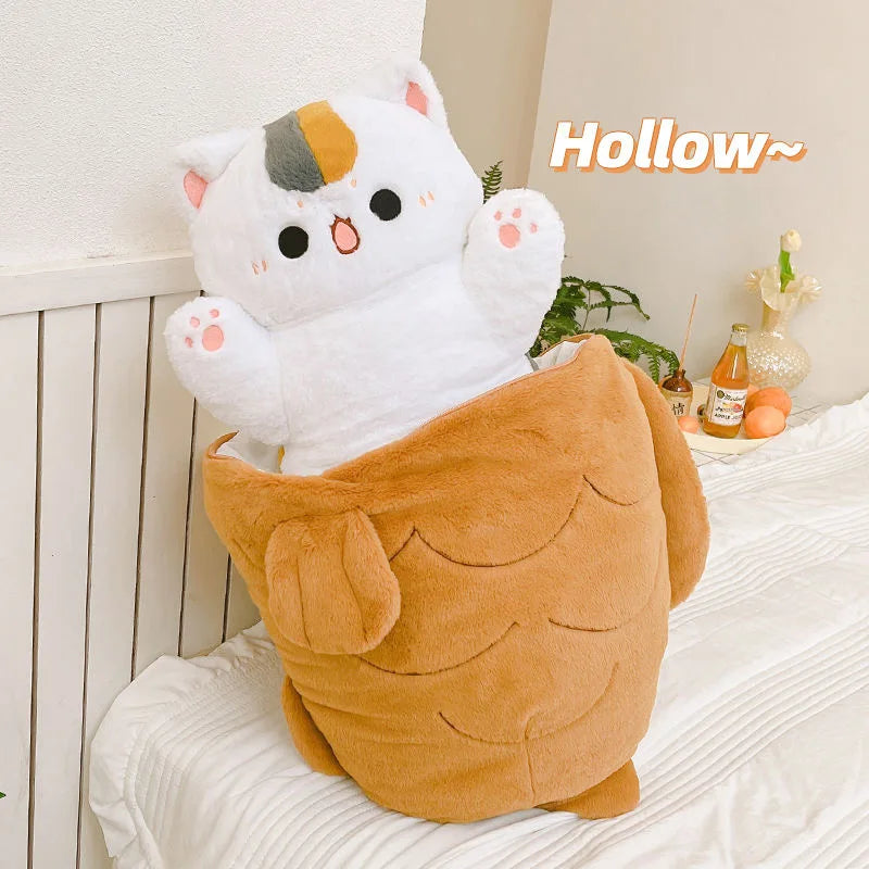 Kawaii Taiyaki Cat Plush Toy Throw Pillow for Kids Girls Cute Rabbit Hiding in Carrot Dog Design Perfect for Playtime - Nekoby Kawaii Taiyaki Cat Plush Toy Throw Pillow for Kids Girls Cute Rabbit Hiding in Carrot Dog Design Perfect for Playtime