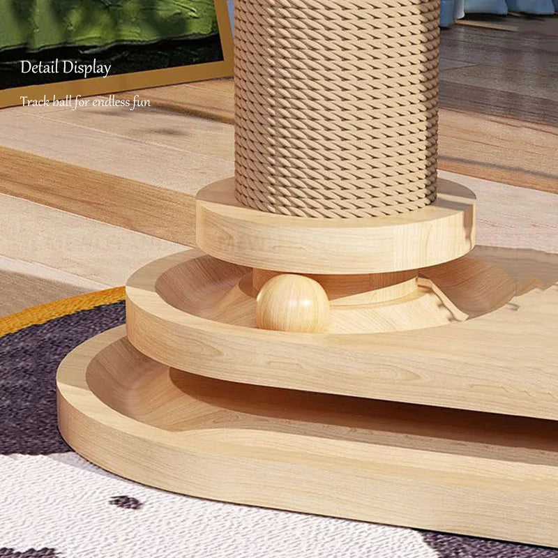 Solid Wood Pet Cat Turntable Scratch Pillar Board Sisal Climbing Frame Toy Balls Column Training Supplies - Nekoby Solid Wood Pet Cat Turntable Scratch Pillar Board Sisal Climbing Frame Toy Balls Column Training Supplies