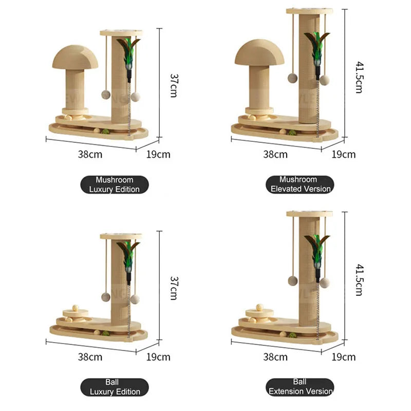 Solid Wood Pet Cat Turntable Scratch Pillar Board Sisal Climbing Frame Toy Balls Column Training Supplies - Nekoby Solid Wood Pet Cat Turntable Scratch Pillar Board Sisal Climbing Frame Toy Balls Column Training Supplies