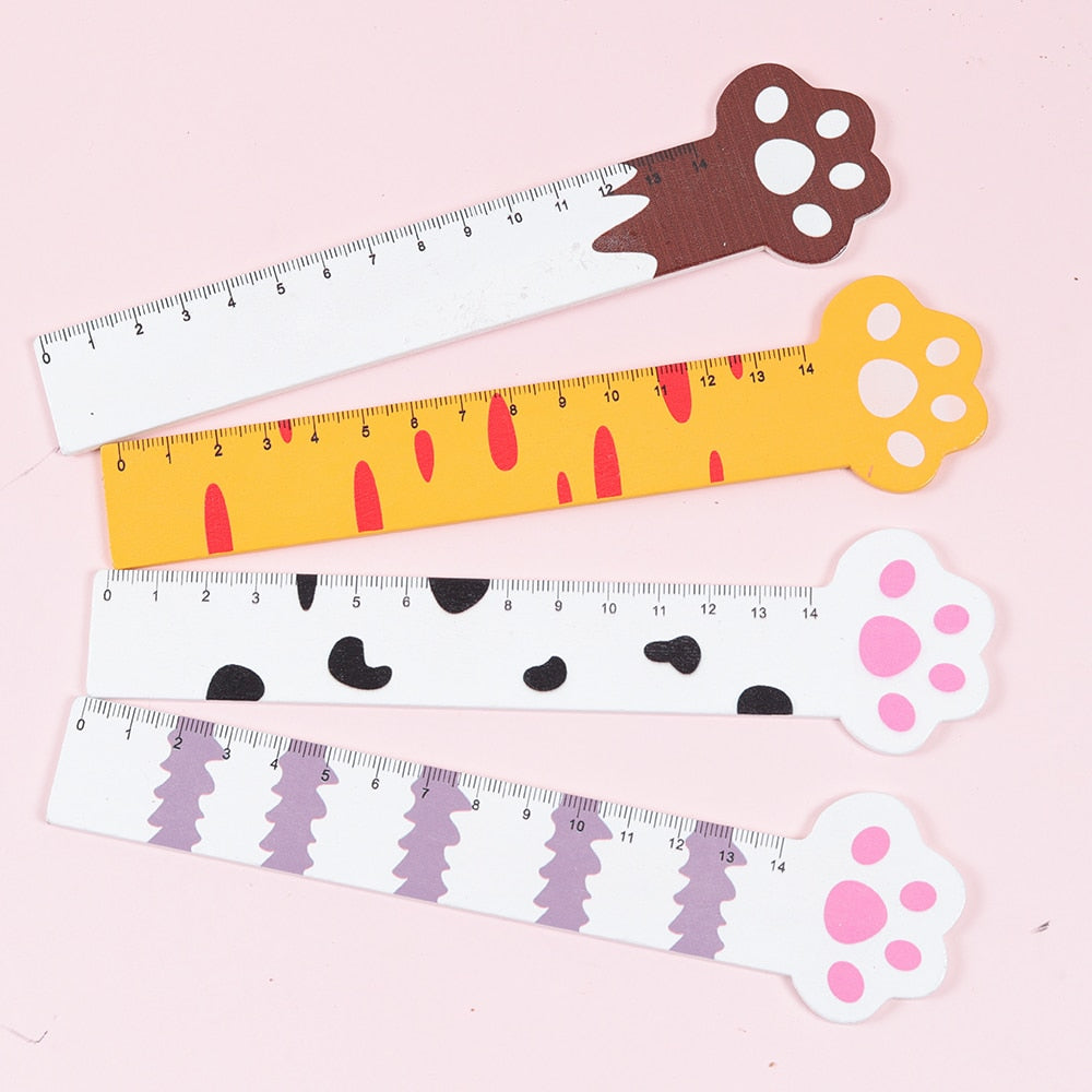 4Pcs/Set Kawaii 15cm Cat Paw Wooden Ruler - Nekoby 4Pcs/Set Kawaii 15cm Cat Paw Wooden Ruler