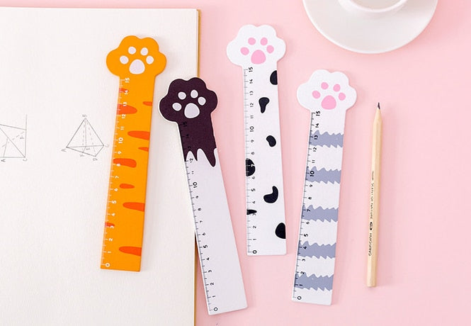 4Pcs/Set Kawaii 15cm Cat Paw Wooden Ruler - Nekoby 4Pcs/Set Kawaii 15cm Cat Paw Wooden Ruler