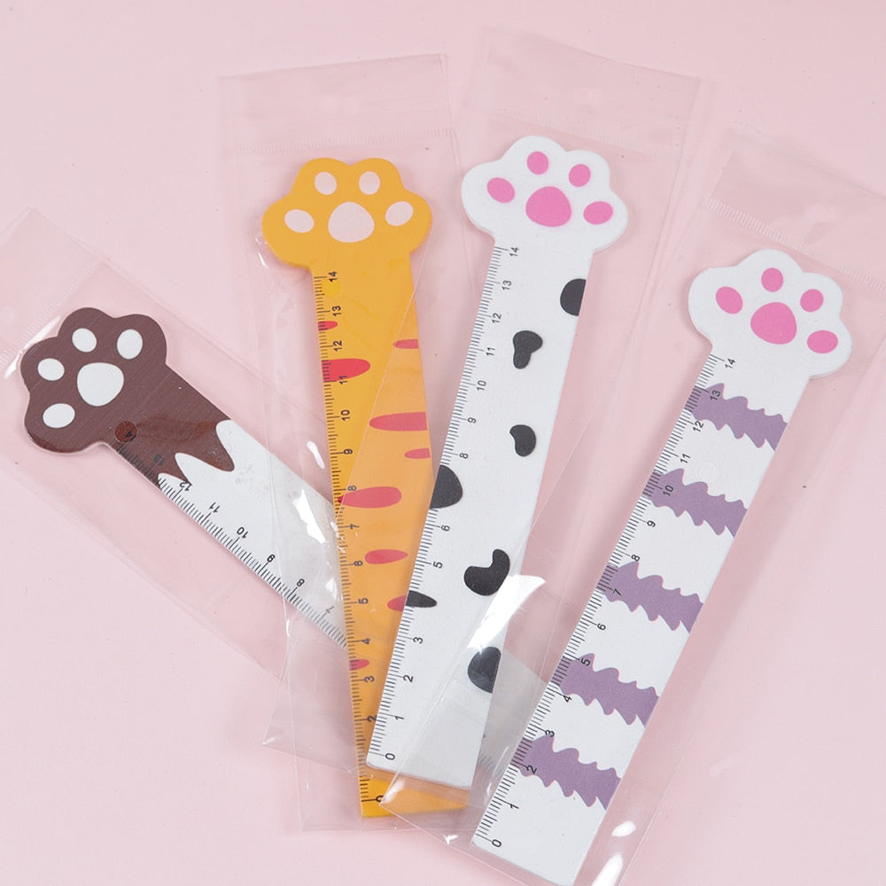 4Pcs/Set Kawaii 15cm Cat Paw Wooden Ruler - Nekoby 4Pcs/Set Kawaii 15cm Cat Paw Wooden Ruler