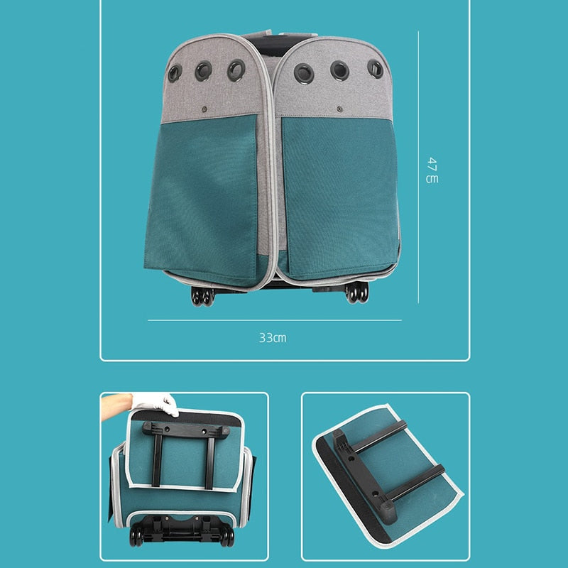Outdoor Portable Breathable Cat Dog Carrier with wheels - Nekoby Outdoor Portable Breathable Cat Dog Carrier with wheels