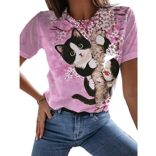 3D Cats Women T Shirt - Sakura Cat - Nekoby 3D Cats Women T Shirt - Sakura Cat XXS