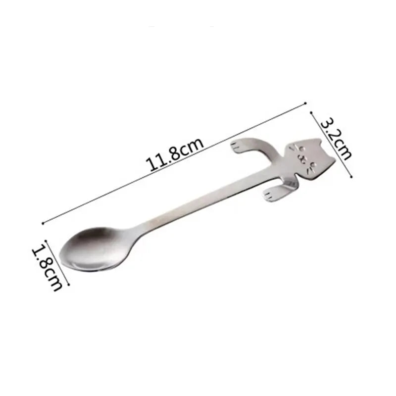 Mini Cat Kitten Design Stainless Steel Flatware Gadgets Set of 4 Coffee/Tea/Dessert/Drink Mixing Spoons - Nekoby Mini Cat Kitten Design Stainless Steel Flatware Gadgets Set of 4 Coffee/Tea/Dessert/Drink Mixing Spoons