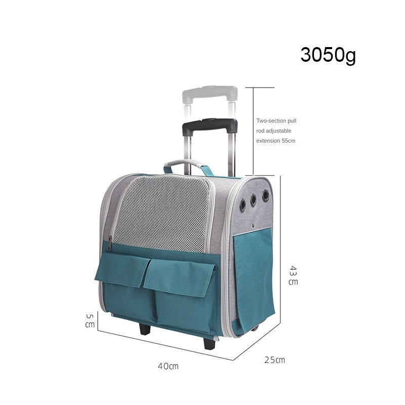 Outdoor Portable Breathable Cat Dog Carrier with wheels - Nekoby Outdoor Portable Breathable Cat Dog Carrier with wheels