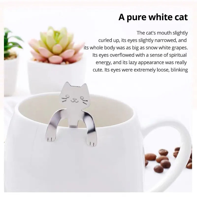 Mini Cat Kitten Design Stainless Steel Flatware Gadgets Set of 4 Coffee/Tea/Dessert/Drink Mixing Spoons - Nekoby Mini Cat Kitten Design Stainless Steel Flatware Gadgets Set of 4 Coffee/Tea/Dessert/Drink Mixing Spoons