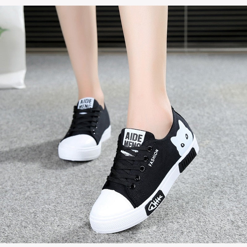Cat Cartoon Canvas Sneakers shoes - Nekoby Cat Cartoon Canvas Sneakers shoes