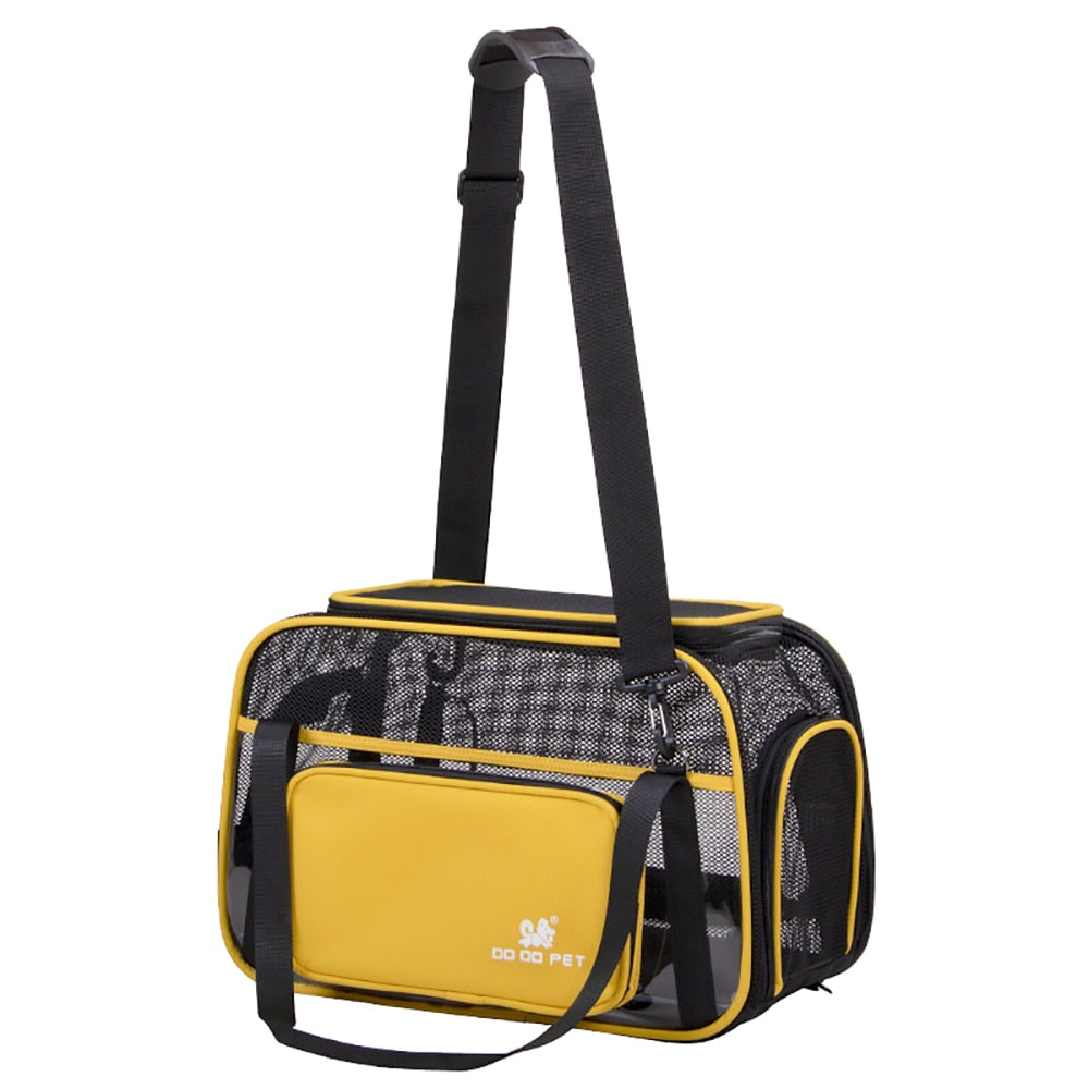 Cat Carrier Bag Travel Outdoor Pet Shoulder Breathable Mesh Foldable - Nekoby Cat Carrier Bag Travel Outdoor Pet Shoulder Breathable Mesh Foldable Yellow / S