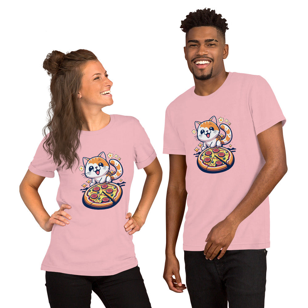 Unique Nekoby Pizza Cat Design Unisex t-shirt - Nekoby Unique Nekoby Pizza Cat Design Unisex t-shirt Pink / S