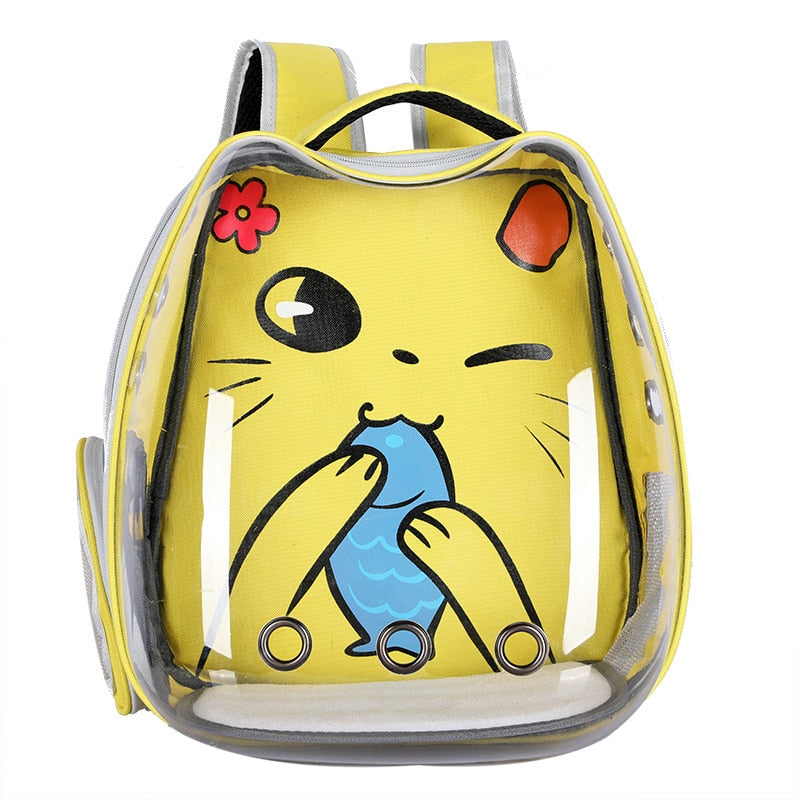 Cat Carrie Transparent Puppy Cat Backpack - Nekoby Cat Carrie Transparent Puppy Cat Backpack Yellow Cat