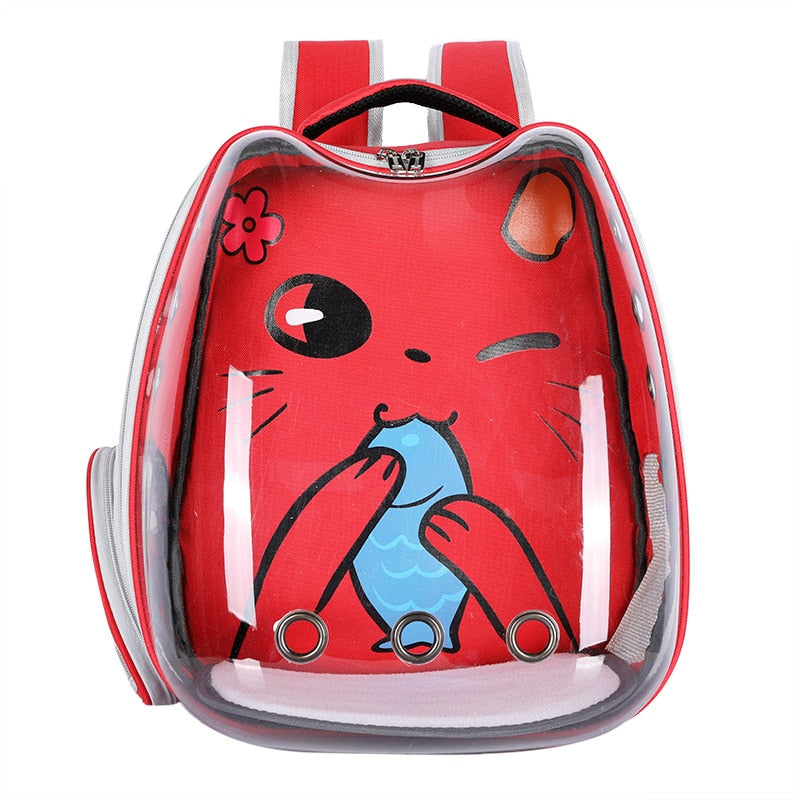 Cat Carrie Transparent Puppy Cat Backpack - Nekoby Cat Carrie Transparent Puppy Cat Backpack Red Cat