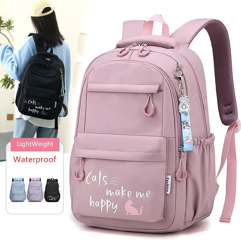 Spacious and Stylish Cat Academy Backpack for Girls - Stay Cute and Organized on Campus with this Waterproof Shoulder Bag - Nekoby Spacious and Stylish Cat Academy Backpack for Girls - Stay Cute and Organized on Campus with this Waterproof Shoulder Bag