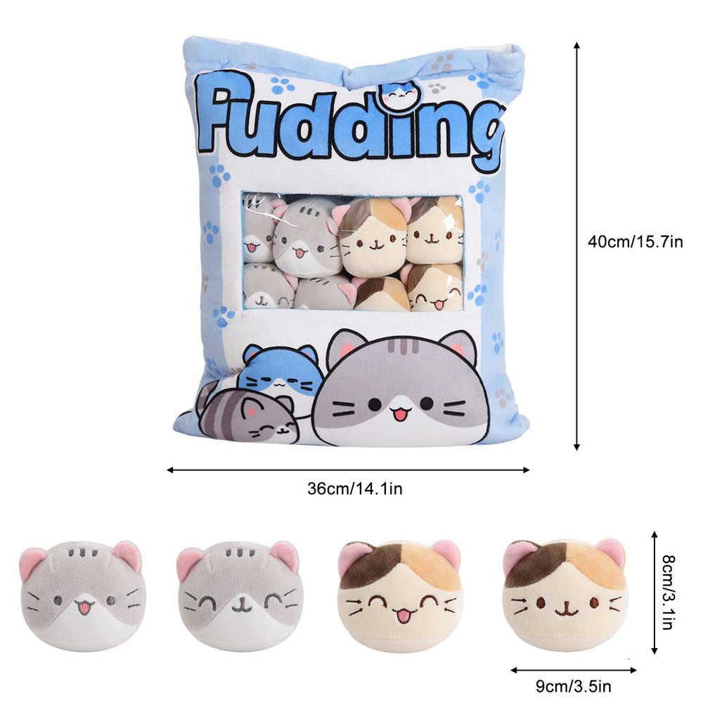 Cute Puddings Snack Pillow Plush Toy Decorative Removable Kitty Cat Dolls Creative Toy Gifts For Boys Girls Kids Birthday Gifts