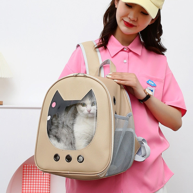 Convenient Outdoor Backpack for Cats and Small Dogs - Transparent Window and Breathable Design for Stress-Free Travel - Nekoby Convenient Outdoor Backpack for Cats and Small Dogs - Transparent Window and Breathable Design for Stress-Free Travel
