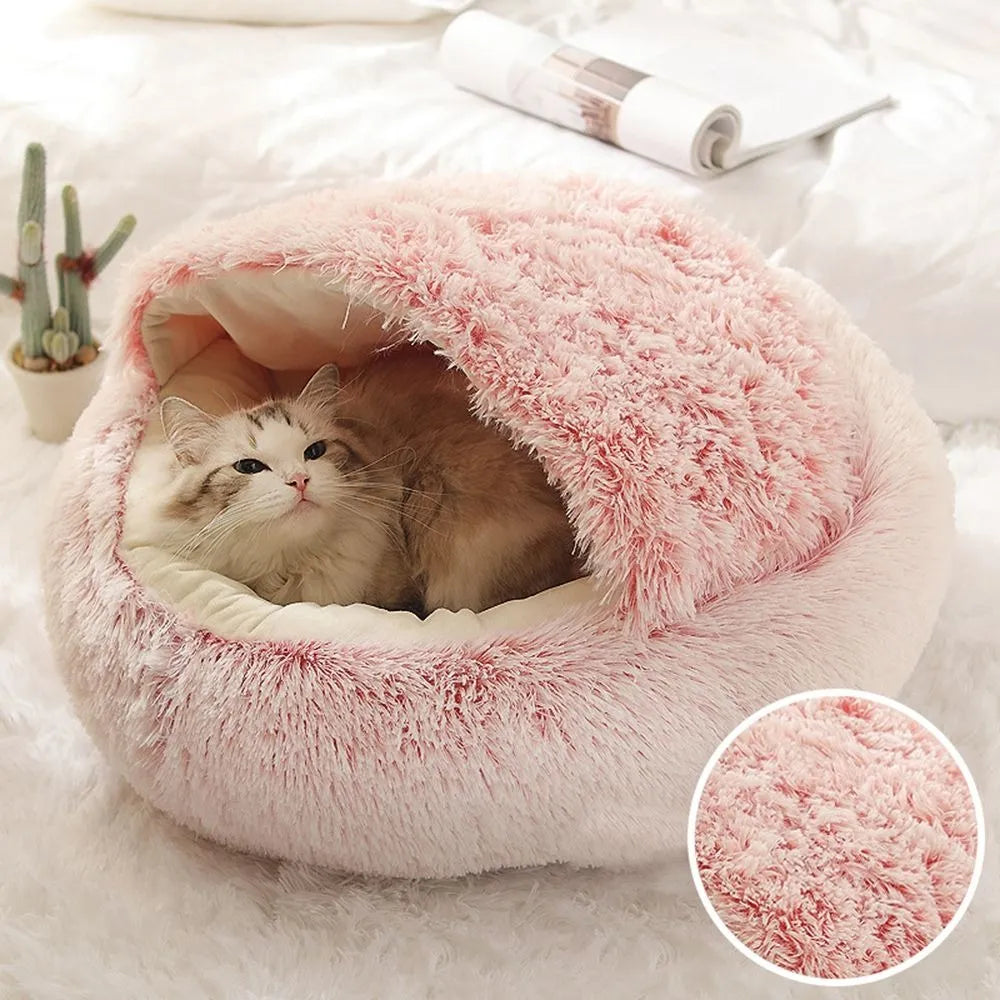 Ultimate Comfort and Style – Long Plush Cat Bed with Enclosed Cushion Perfect for a Relaxing and Warm Sleep - Nekoby Ultimate Comfort and Style – Long Plush Cat Bed with Enclosed Cushion Perfect for a Relaxing and Warm Sleep pink||14 / 40x40cm||5