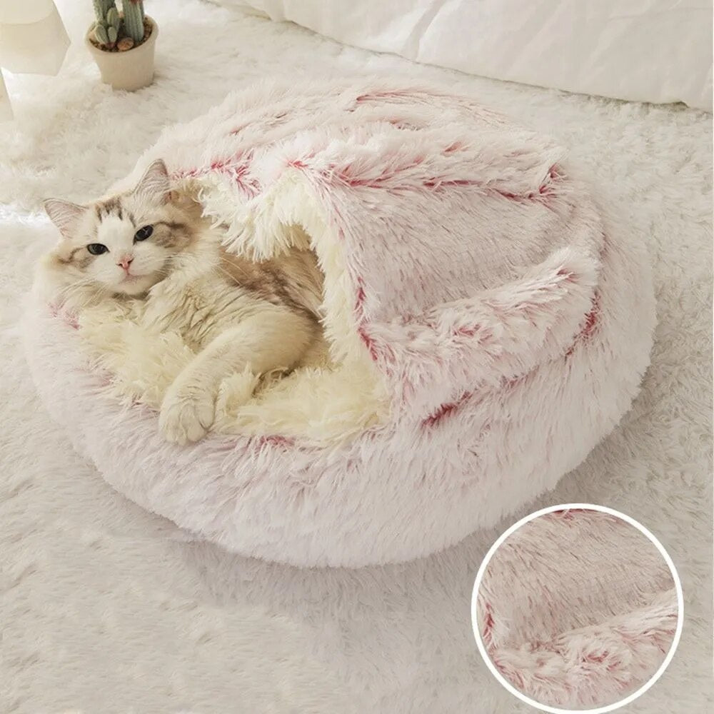 Ultimate Comfort and Style – Long Plush Cat Bed with Enclosed Cushion Perfect for a Relaxing and Warm Sleep - Nekoby Ultimate Comfort and Style – Long Plush Cat Bed with Enclosed Cushion Perfect for a Relaxing and Warm Sleep pink long plush||14 / 40x40cm||5