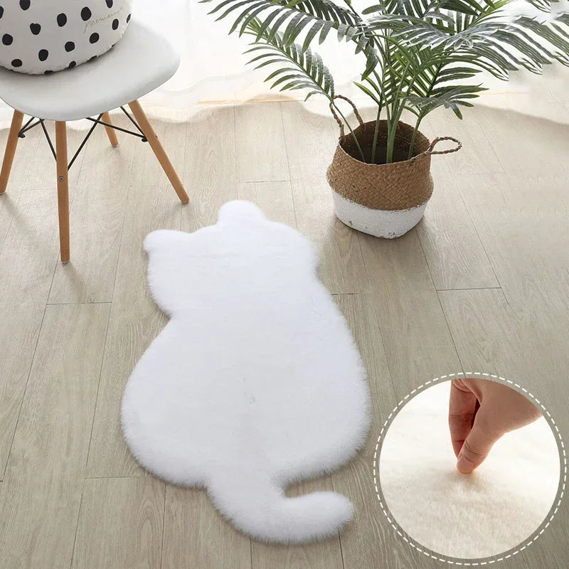 Add a Dash of Kitty Comedy to Your Home with this Cat Plush Carpet - Shaggy, Solid Bedroom Mat for Laughs and Comfort - Nekoby Add a Dash of Kitty Comedy to Your Home with this Cat Plush Carpet - Shaggy, Solid Bedroom Mat for Laughs and Comfort Area Rugs White||14 / 47x 93cm||5