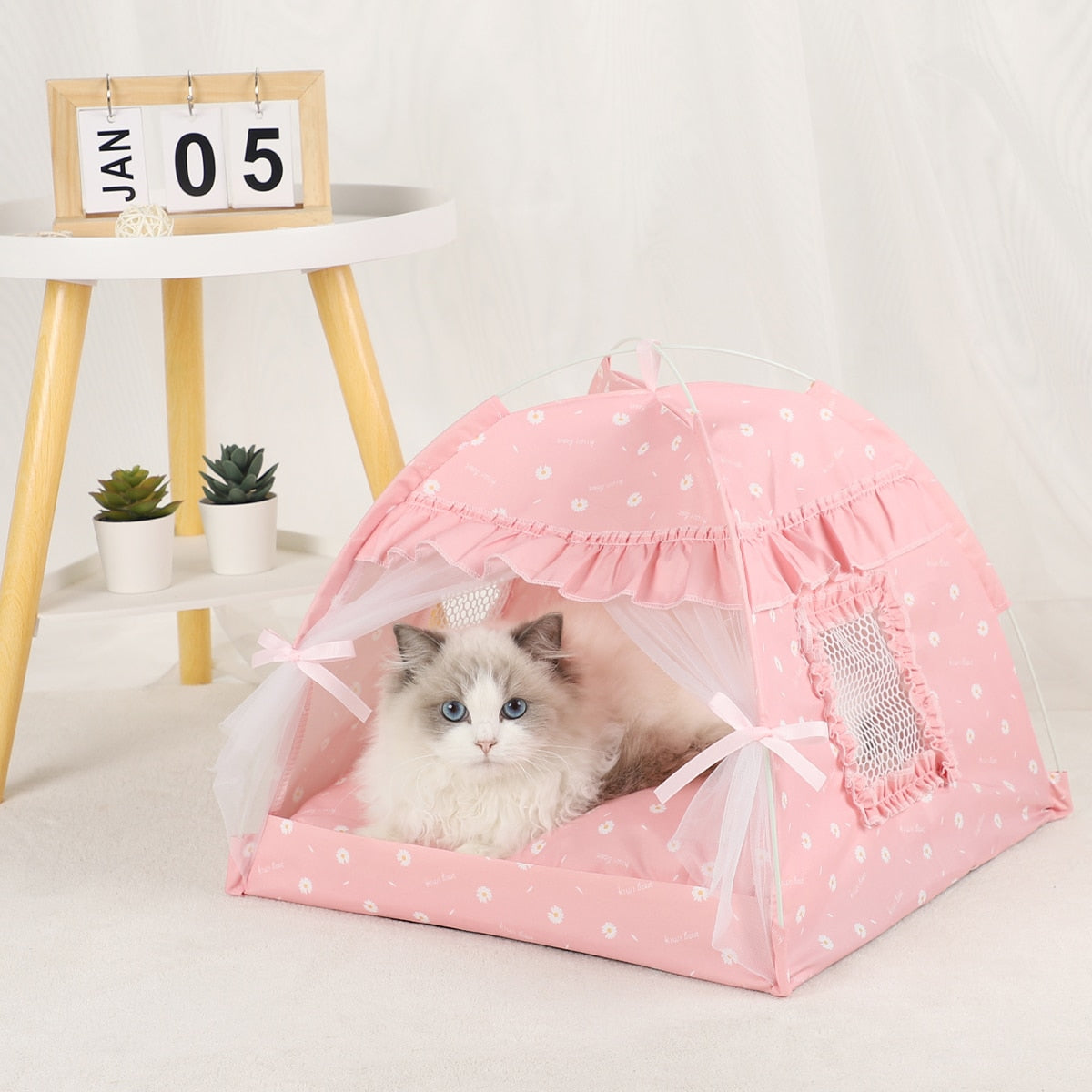 Pet Teepee Tent Bed Cats House - Nekoby Pet Teepee Tent Bed Cats House Pink / L 50x50cm
