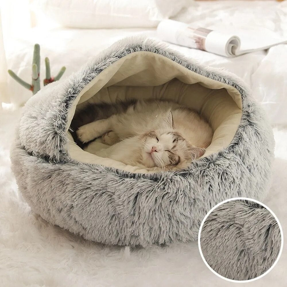 Ultimate Comfort and Style – Long Plush Cat Bed with Enclosed Cushion Perfect for a Relaxing and Warm Sleep - Nekoby Ultimate Comfort and Style – Long Plush Cat Bed with Enclosed Cushion Perfect for a Relaxing and Warm Sleep gray||14 / 40x40cm||5