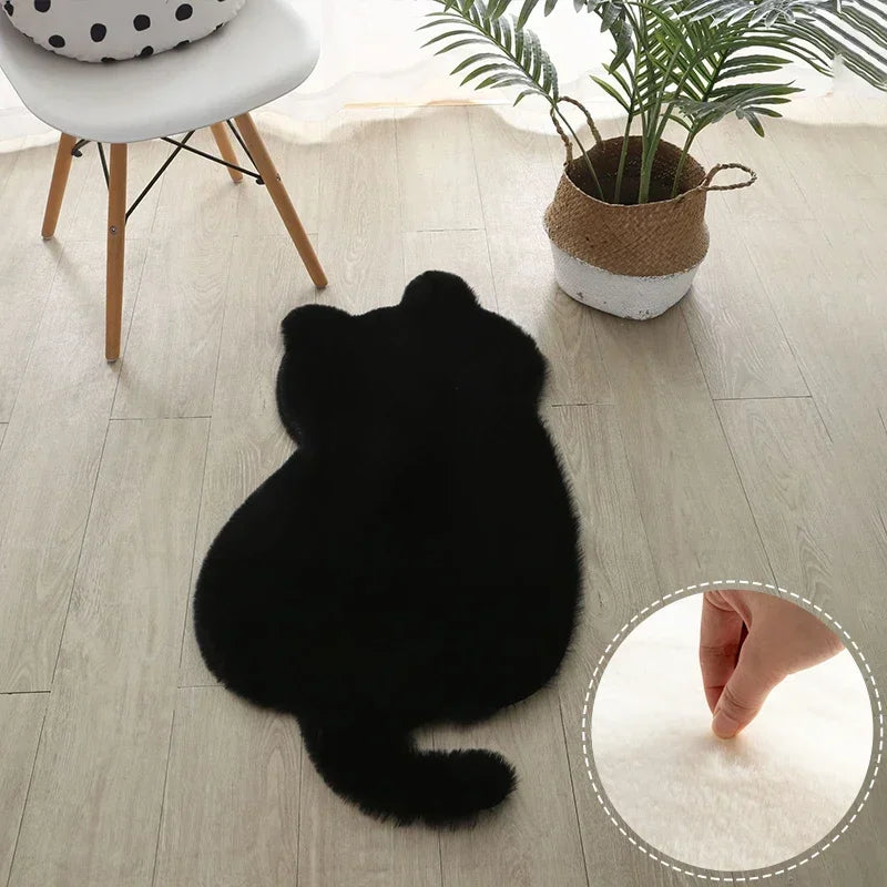 Add a Dash of Kitty Comedy to Your Home with this Cat Plush Carpet - Shaggy, Solid Bedroom Mat for Laughs and Comfort - Nekoby Add a Dash of Kitty Comedy to Your Home with this Cat Plush Carpet - Shaggy, Solid Bedroom Mat for Laughs and Comfort Area Rugs Black||14 / 47x 93cm||5