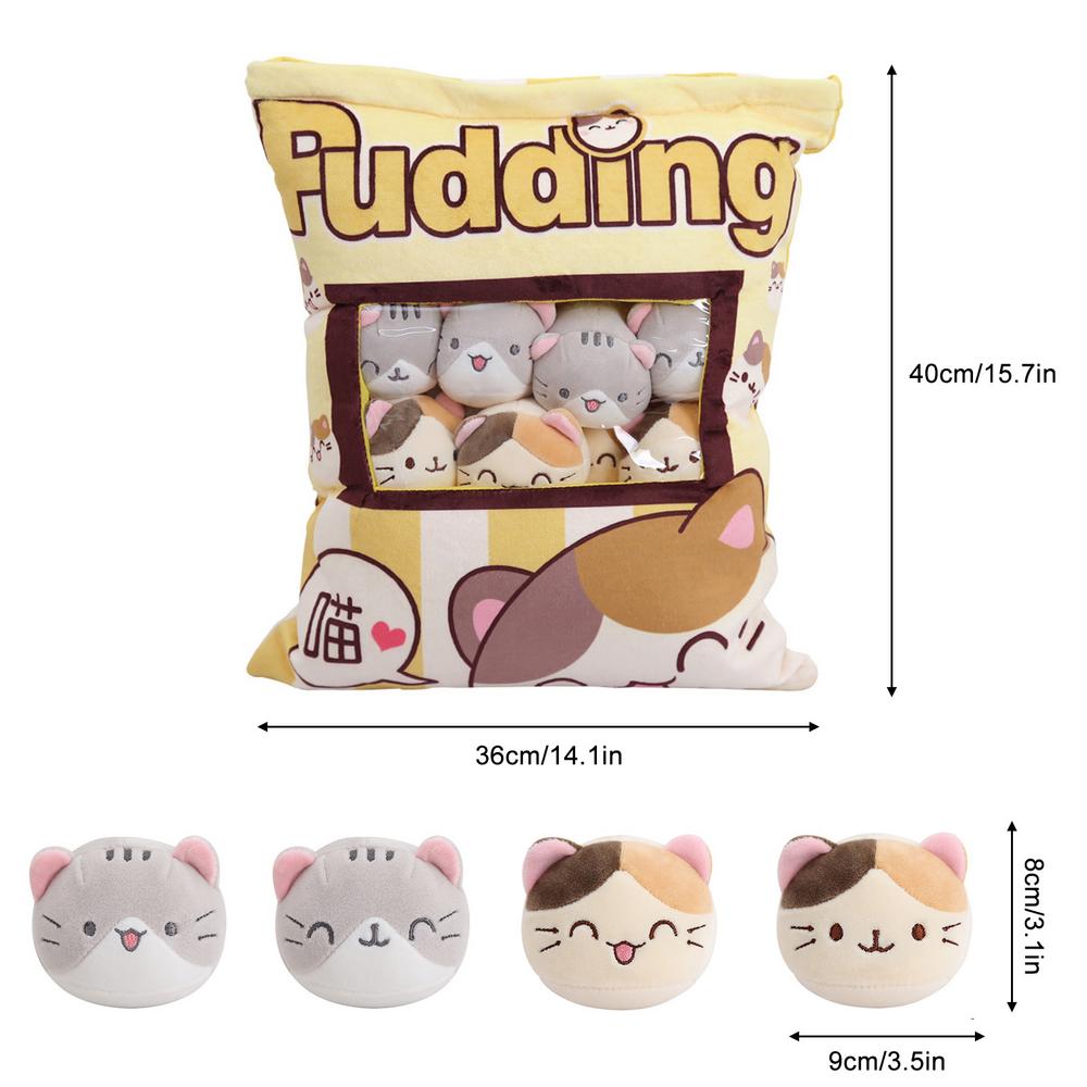 Cute Puddings Snack Pillow Plush Toy Decorative Removable Kitty Cat Dolls Creative Toy Gifts For Boys Girls Kids Birthday Gifts - Nekoby Cute Puddings Snack Pillow Plush Toy Decorative Removable Kitty Cat Dolls Creative Toy Gifts For Boys Girls Kids Birthday Gifts Yellow
