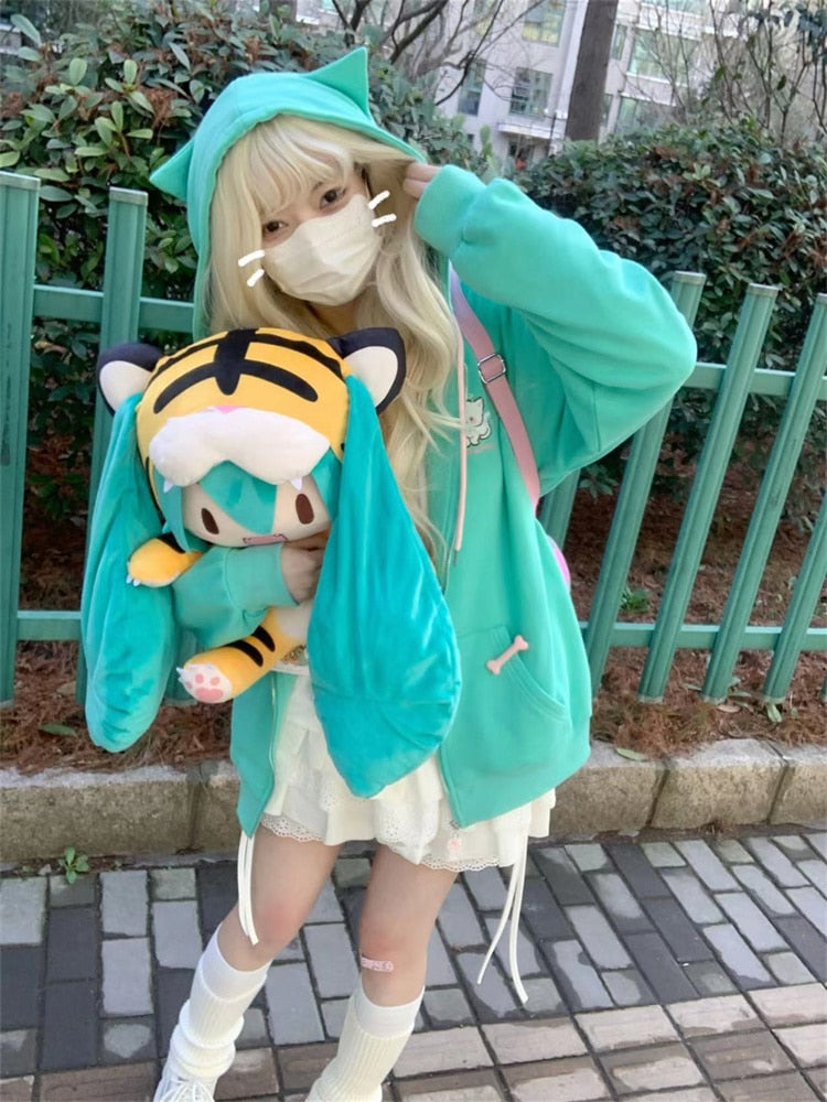 Zip up hoodie with clearance cat ears