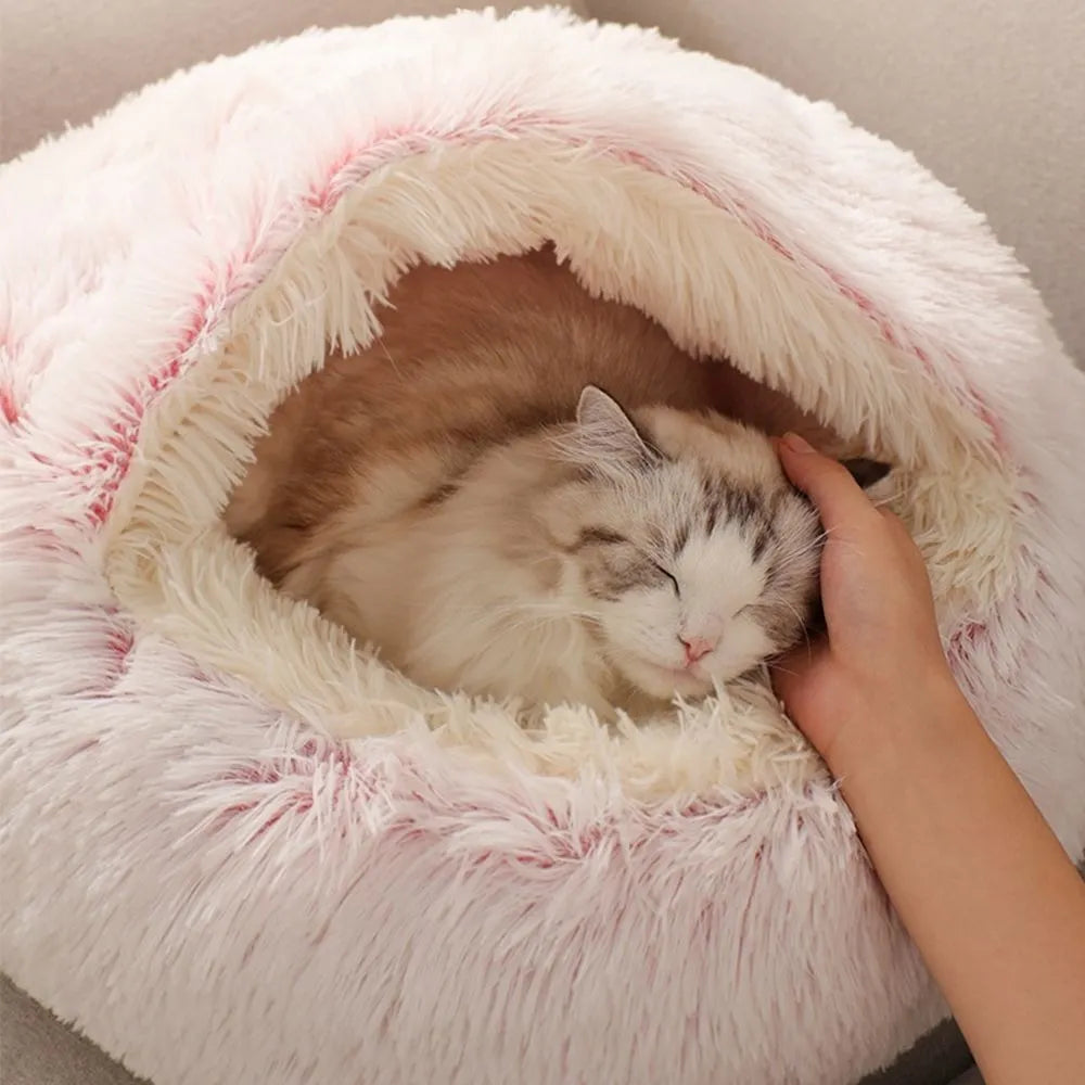 Ultimate Comfort and Style – Long Plush Cat Bed with Enclosed Cushion Perfect for a Relaxing and Warm Sleep - Nekoby Ultimate Comfort and Style – Long Plush Cat Bed with Enclosed Cushion Perfect for a Relaxing and Warm Sleep