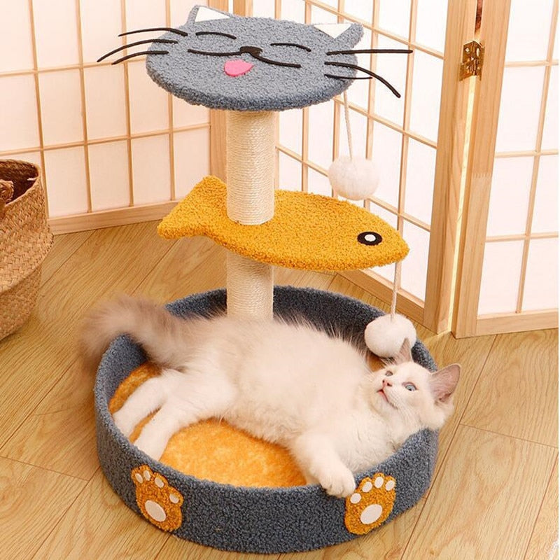 Ultimate Cat Playground: Sisal Climbing Frame with Scratching Post and Teasing Toys for Endless Fun - Nekoby Ultimate Cat Playground: Sisal Climbing Frame with Scratching Post and Teasing Toys for Endless Fun