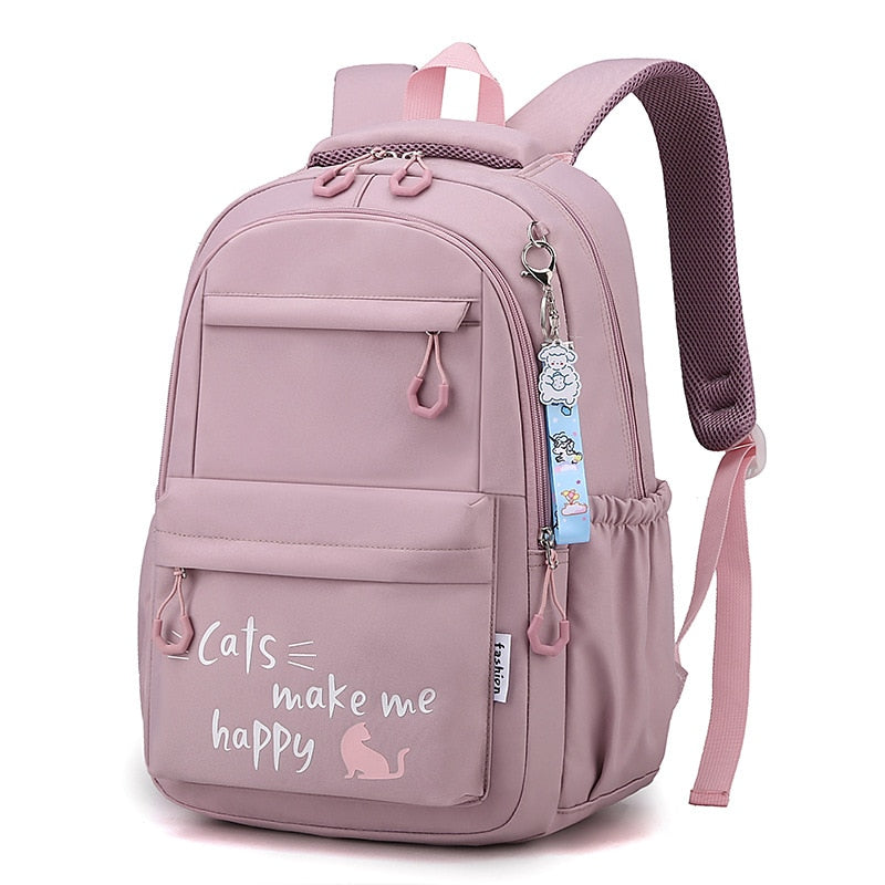 Spacious and Stylish Cat Academy Backpack for Girls - Stay Cute and Organized on Campus with this Waterproof Shoulder Bag - Nekoby Spacious and Stylish Cat Academy Backpack for Girls - Stay Cute and Organized on Campus with this Waterproof Shoulder Bag Pink