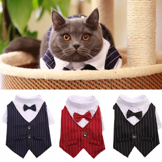 Handsome Cat Dog Party Suit Clothing Solid Fashion Pet Jacket for Cats Small Dogs Wedding Birthday Partying Clothes Costume - Nekoby Handsome Cat Dog Party Suit Clothing Solid Fashion Pet Jacket for Cats Small Dogs Wedding Birthday Partying Clothes Costume