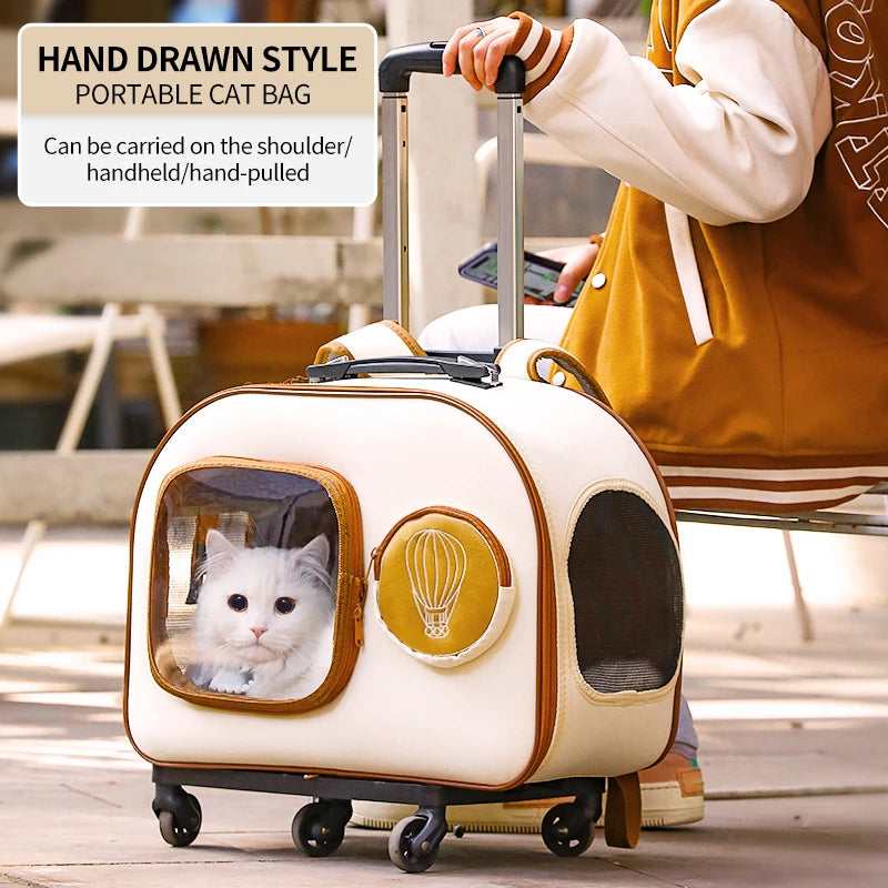 Portable Large Capacity Cat Bag Breathable Foldable Pet Trolley Case Cat Backpack Puppy Travel Bag Pet Stroller - Nekoby Portable Large Capacity Cat Bag Breathable Foldable Pet Trolley Case Cat Backpack Puppy Travel Bag Pet Stroller TV trolley bag