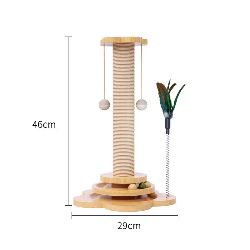 Solid Wood Pet Cat Toy Turntable Funny Scrapers Tower Durable Sisal Scratching Board Grab Post Home Garden Supplies - Nekoby Solid Wood Pet Cat Toy Turntable Funny Scrapers Tower Durable Sisal Scratching Board Grab Post Home Garden Supplies 46x29cm