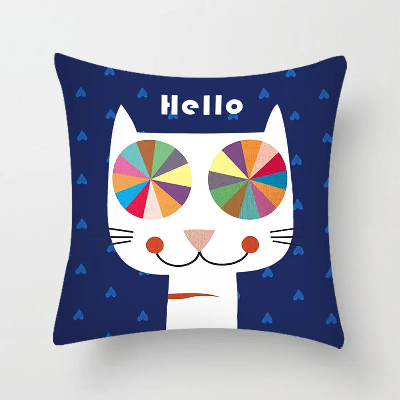 Cartoon Hello Cat Pillow Cushion Cover with Modern Animal Design - Transform Your Home Decor - Nekoby Cartoon Hello Cat Pillow Cushion Cover with Modern Animal Design - Transform Your Home Decor 7197||14 / 45x45cm Polyester||183