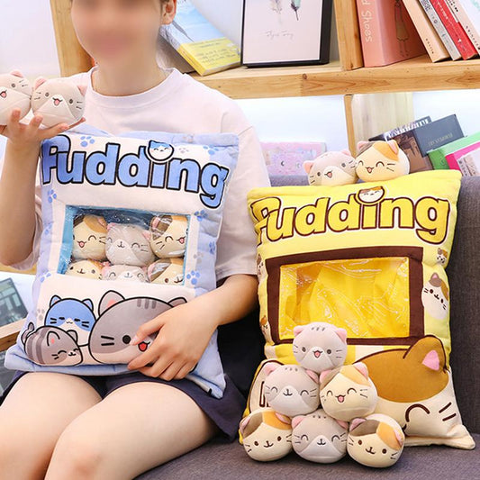Cute Puddings Snack Pillow Plush Toy Decorative Removable Kitty Cat Dolls Creative Toy Gifts For Boys Girls Kids Birthday Gifts