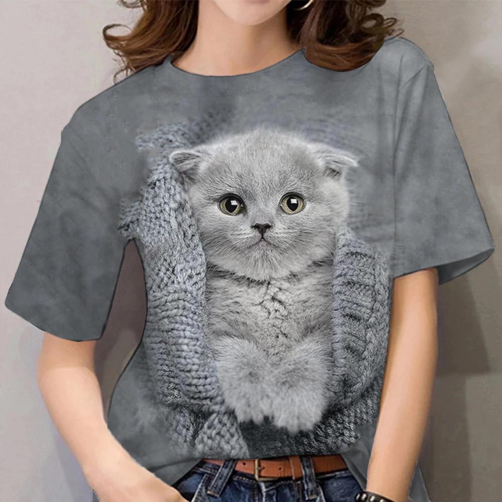 3D Cats Women T Shirt - Grey Kitten - Nekoby 3D Cats Women T Shirt - Grey Kitten XXS