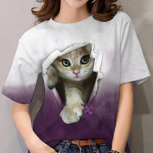 3D Cats Women T Shirt - Cat break away - Nekoby 3D Cats Women T Shirt - Cat break away XXS