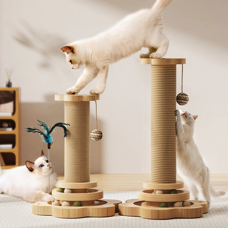 Solid Wood Pet Cat Toy Turntable Funny Scrapers Tower Durable Sisal Scratching Board Grab Post Home Garden Supplies - Nekoby Solid Wood Pet Cat Toy Turntable Funny Scrapers Tower Durable Sisal Scratching Board Grab Post Home Garden Supplies