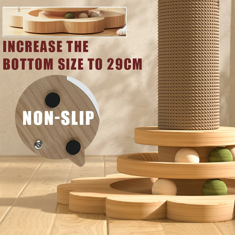 Solid Wood Pet Cat Toy Turntable Funny Scrapers Tower Durable Sisal Scratching Board Grab Post Home Garden Supplies - Nekoby Solid Wood Pet Cat Toy Turntable Funny Scrapers Tower Durable Sisal Scratching Board Grab Post Home Garden Supplies