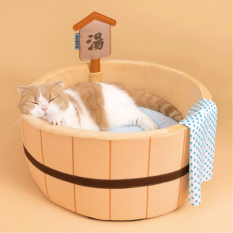 Indulge Your Furry Friend in the Ultimate Relaxation - Introducing the Comfy Bathtub Cat bed - Nekoby Indulge Your Furry Friend in the Ultimate Relaxation - Introducing the Comfy Bathtub Cat bed pool bed / D45cmH20cm