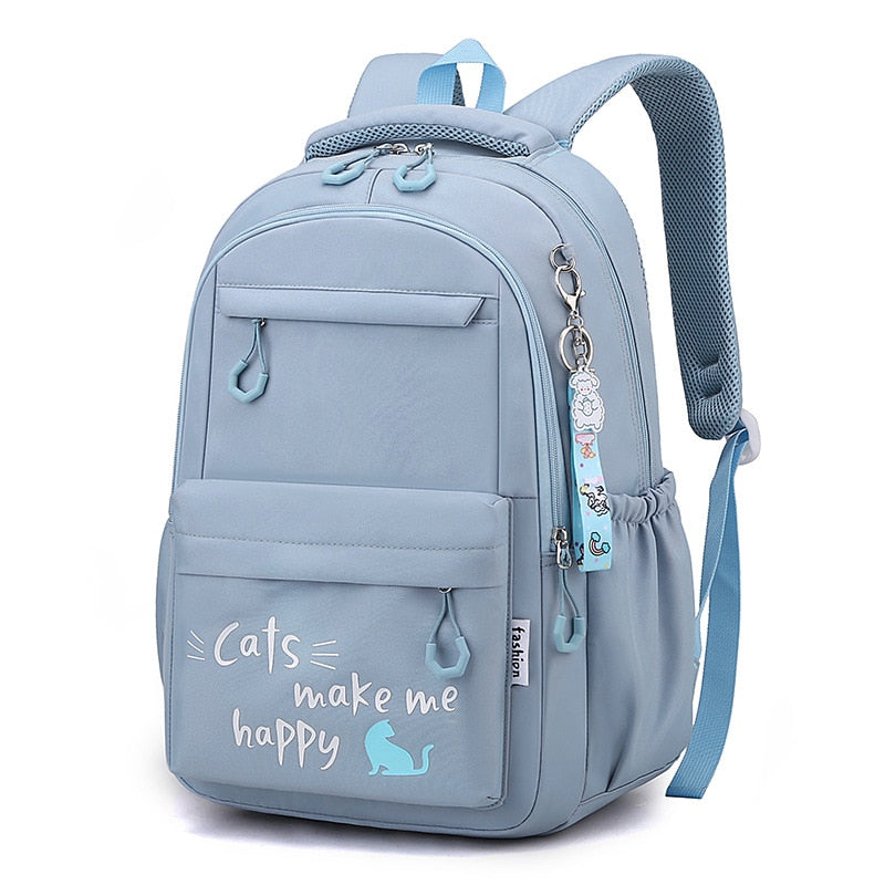 Spacious and Stylish Cat Academy Backpack for Girls - Stay Cute and Organized on Campus with this Waterproof Shoulder Bag - Nekoby Spacious and Stylish Cat Academy Backpack for Girls - Stay Cute and Organized on Campus with this Waterproof Shoulder Bag Blue