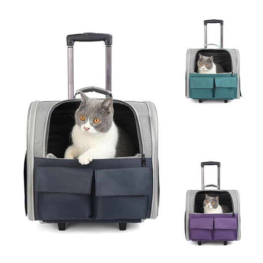 Outdoor Portable Breathable Cat Dog Carrier with wheels - Nekoby Outdoor Portable Breathable Cat Dog Carrier with wheels