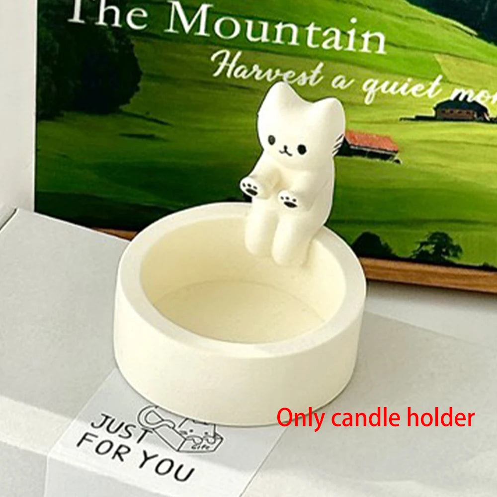 Kitten Candle Holder,Cute Grilled Cat Aromatherapy Candle Holder - Nekoby Kitten Candle Holder,Cute Grilled Cat Aromatherapy Candle Holder White