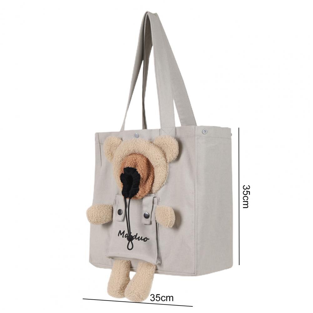 Spacious and Breathable Cat Travel Carrier Bag with Adorable Cartoon Bear Design for Outdoor Adventures - Nekoby Spacious and Breathable Cat Travel Carrier Bag with Adorable Cartoon Bear Design for Outdoor Adventures