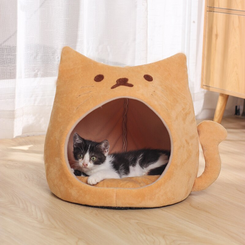 Cute Warm Cave Bed- Cat Cave Cushion Basket, Soft Cave Bed - Nekoby Cute Warm Cave Bed- Cat Cave Cushion Basket, Soft Cave Bed
