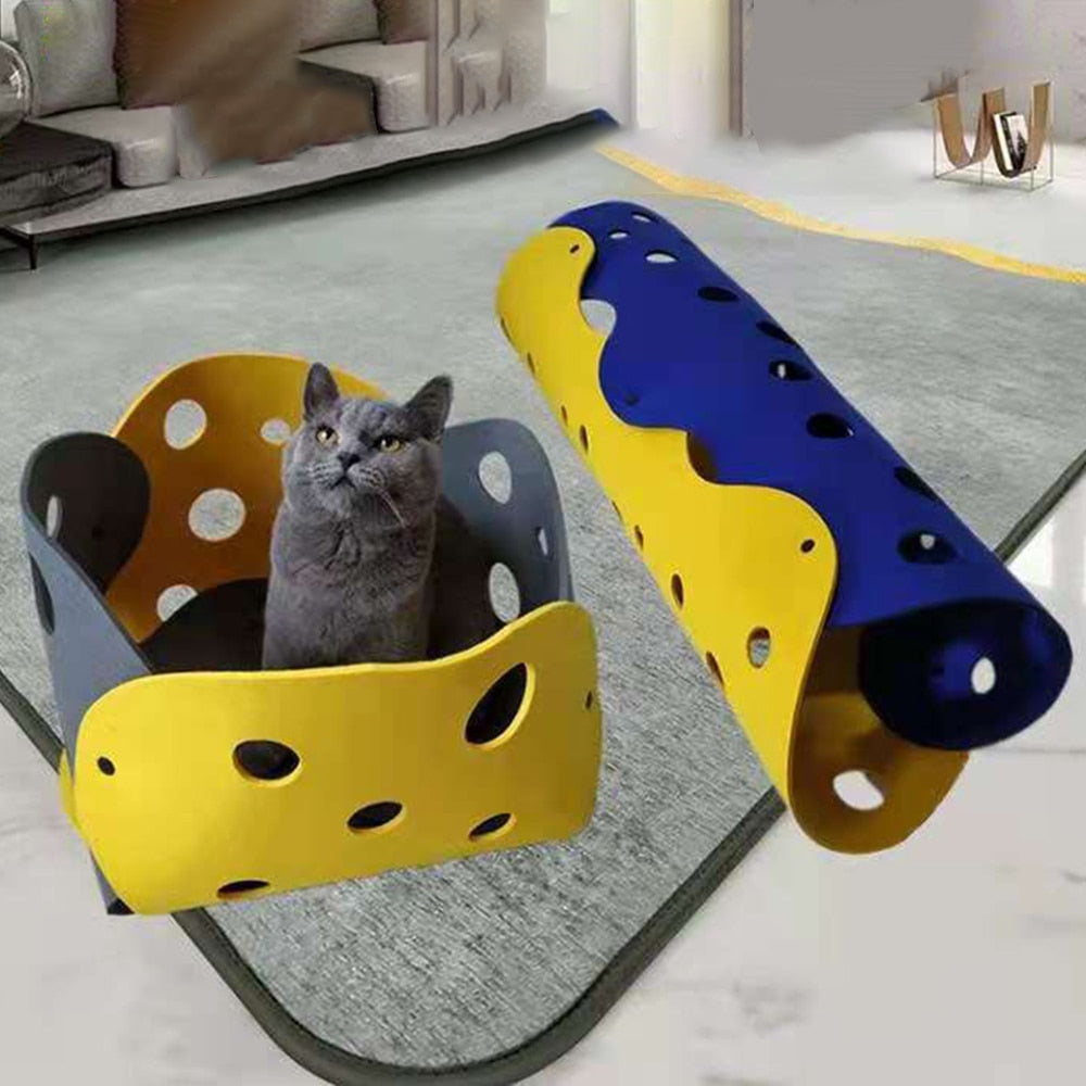 Cat Tunnel Felt Mat Toy Collapsible Cats Tube Toys Cave Nest DIY  Combination Play Tunnels Pet Interactive Toy for Kitten Rabbits