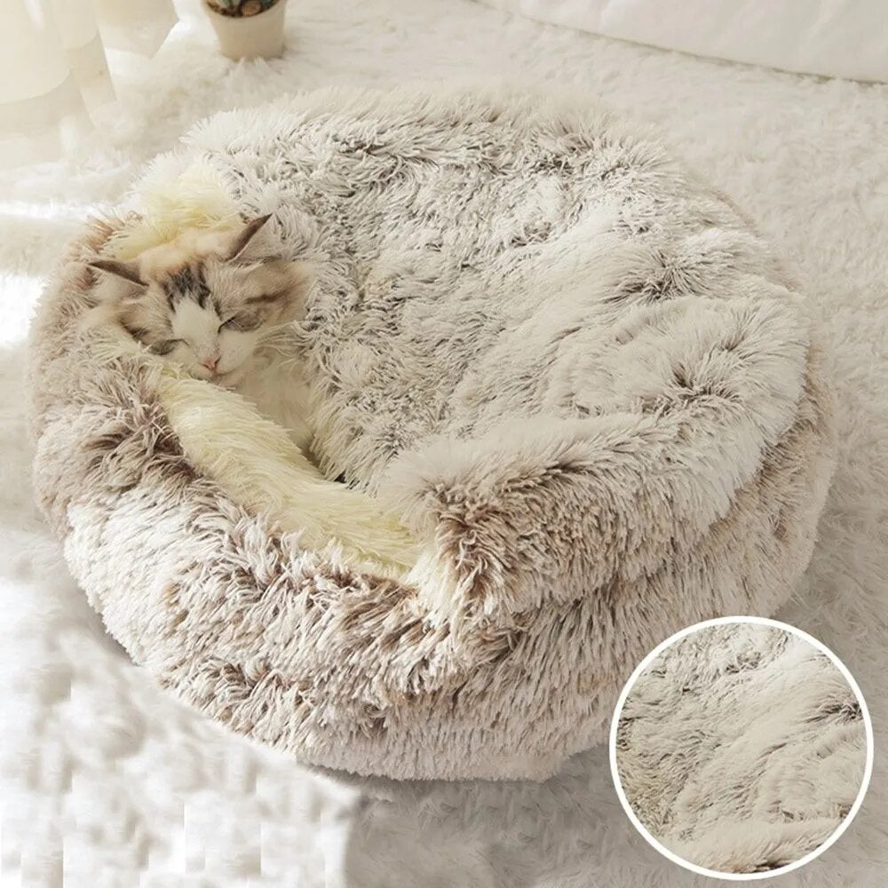 Ultimate Comfort and Style – Long Plush Cat Bed with Enclosed Cushion Perfect for a Relaxing and Warm Sleep - Nekoby Ultimate Comfort and Style – Long Plush Cat Bed with Enclosed Cushion Perfect for a Relaxing and Warm Sleep coffee long plush||14 / 50x50cm||5