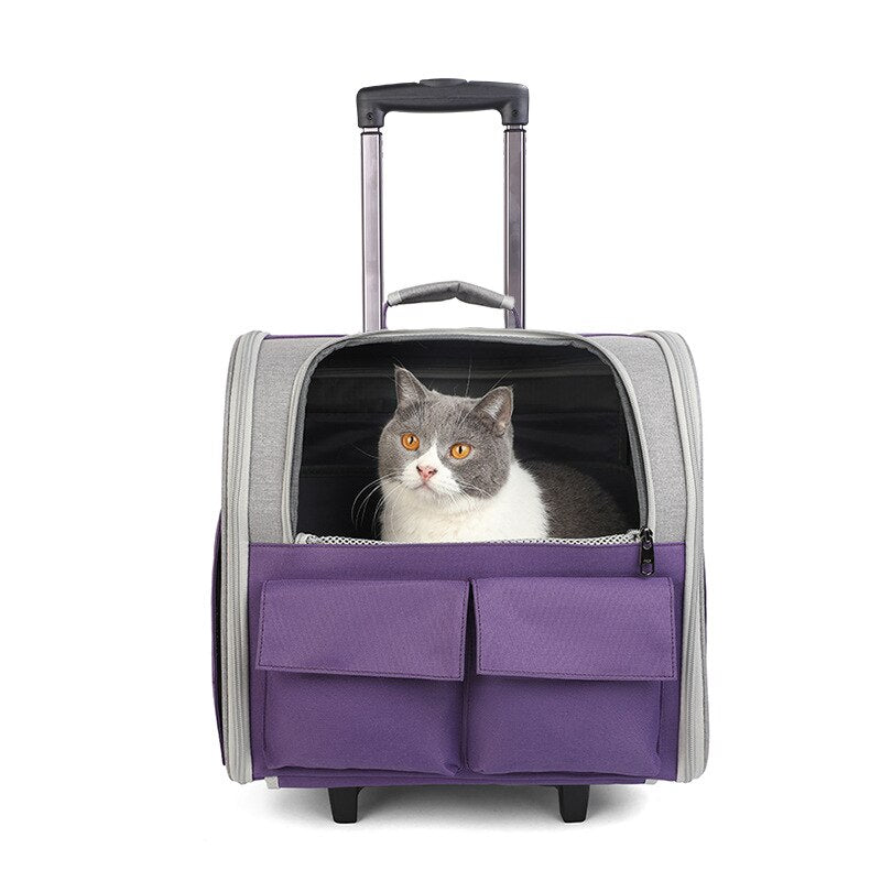 Outdoor Portable Breathable Cat Dog Carrier with wheels - Nekoby Outdoor Portable Breathable Cat Dog Carrier with wheels 31 PURPLE