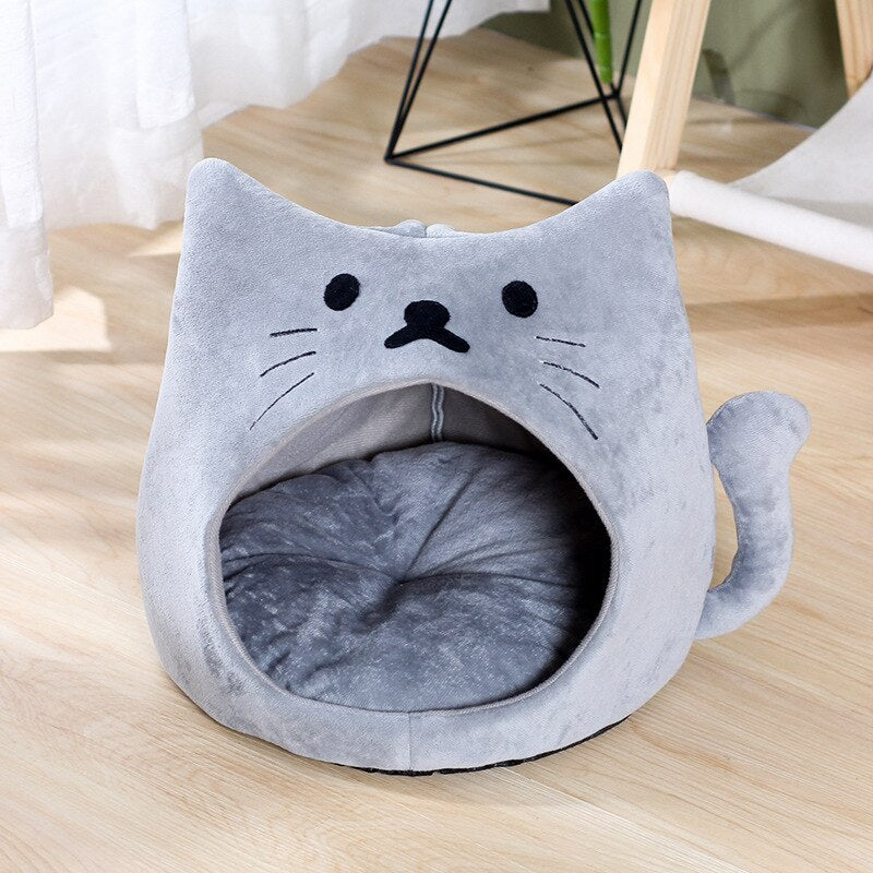 Cute Warm Cave Bed- Cat Cave Cushion Basket, Soft Cave Bed - Nekoby Cute Warm Cave Bed- Cat Cave Cushion Basket, Soft Cave Bed Gray / M 32X32X32cm