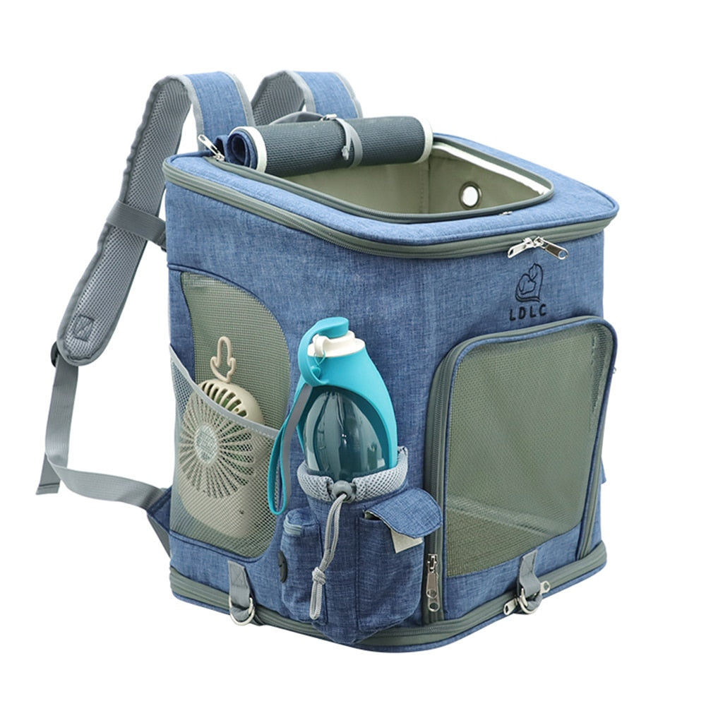 LDLC Outdoor Cat Mesh Carrier Backpack - Nekoby LDLC Outdoor Cat Mesh Carrier Backpack Blue / M